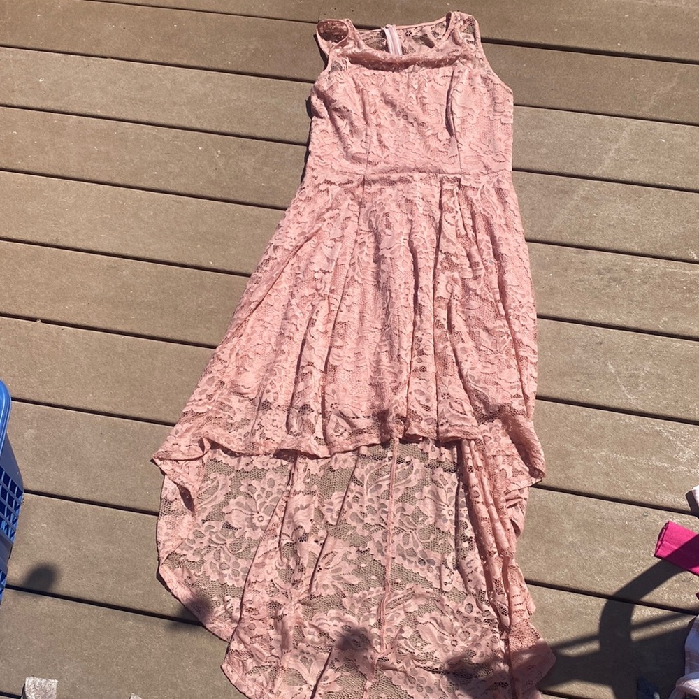 pink floral high low dress